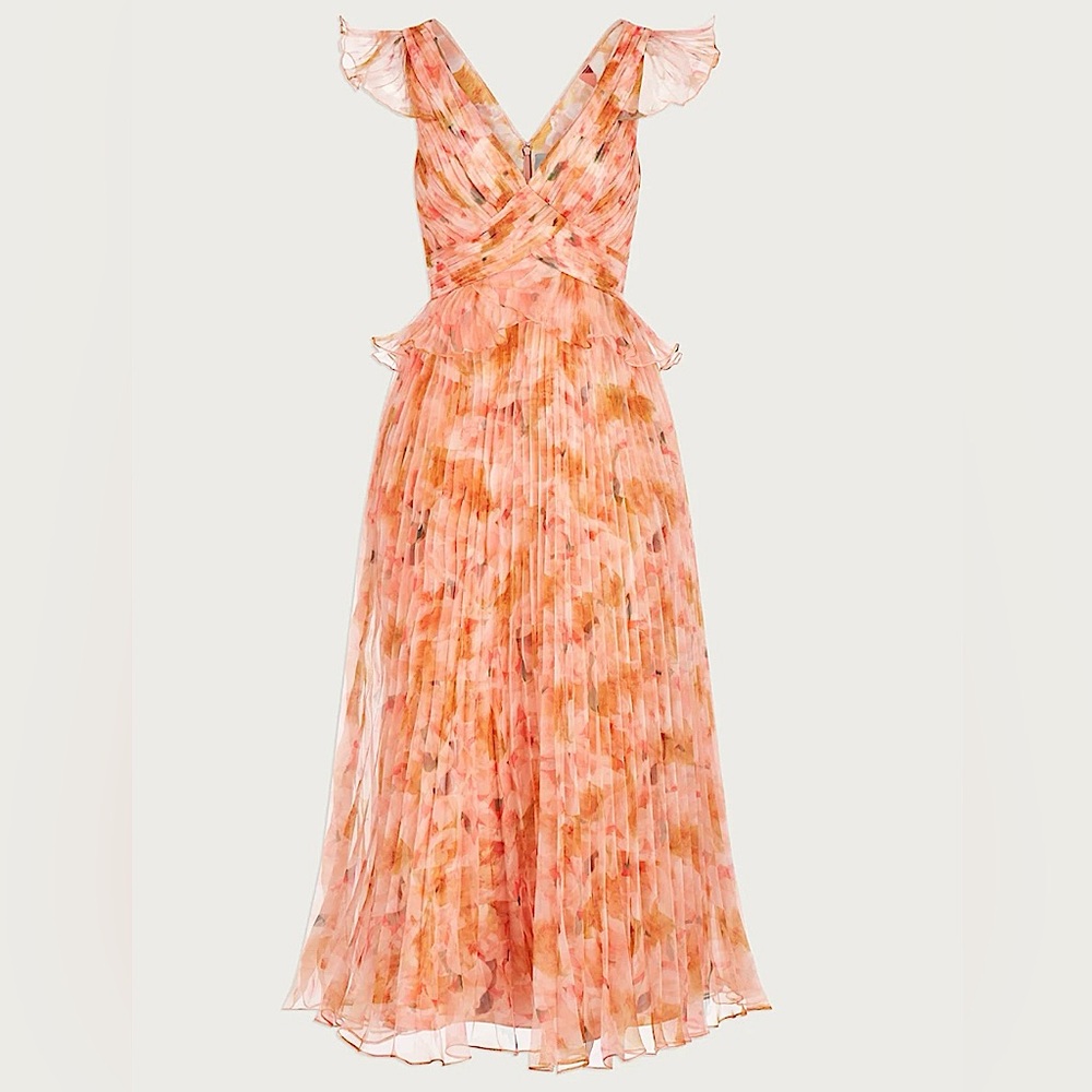 THEIA Holly Pleated Tea Length Gown - Picture 6 of 14